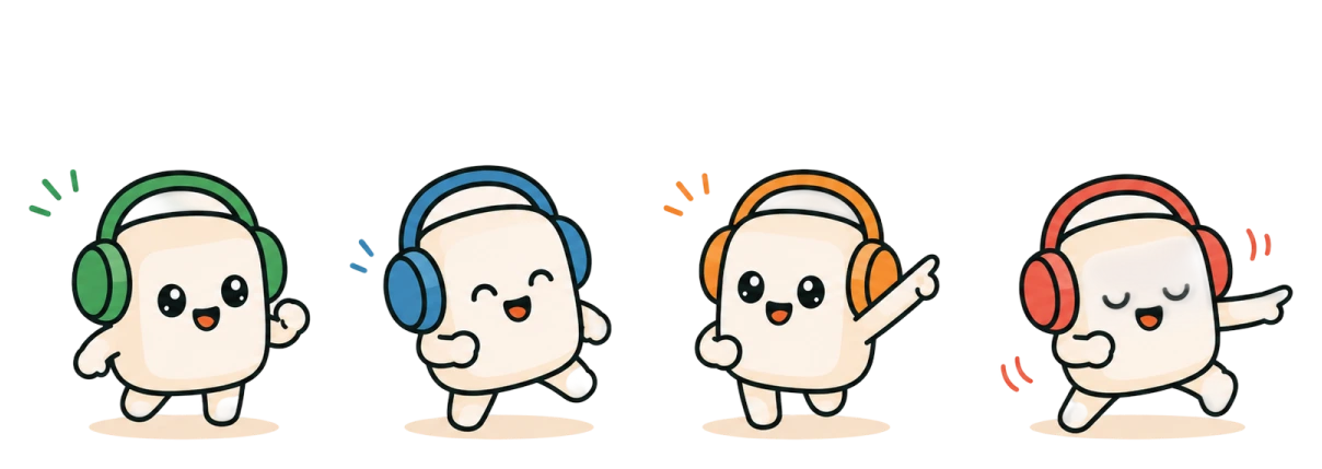 Four players wearing headphones. Three hear the same song and dance in time with each other. The fourth is the impostor, hearing a completely different track, and dances out of time.